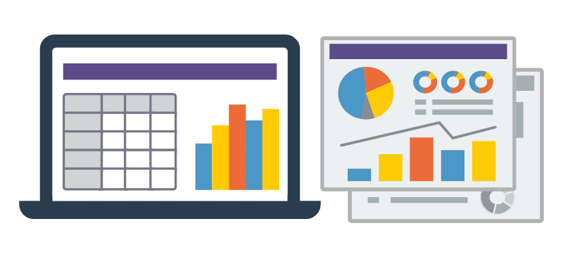 出力された帳票と分析が表示された画面